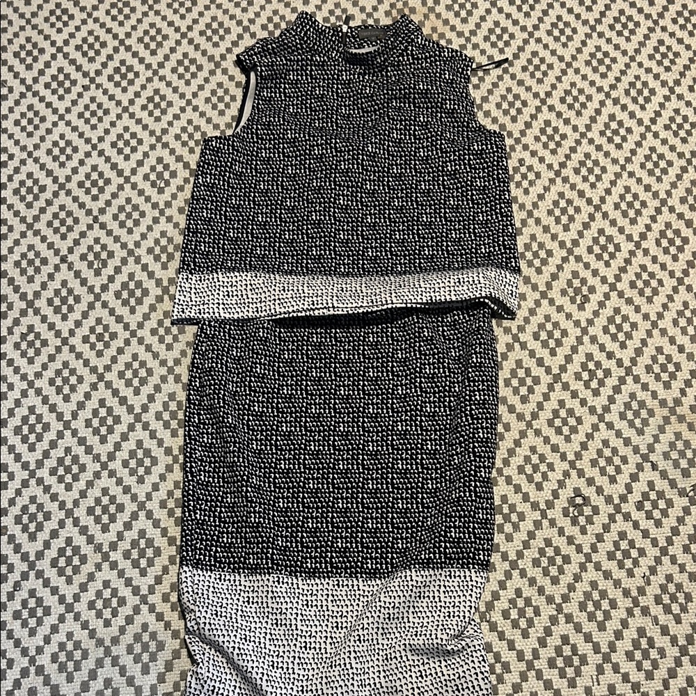 Black and White Two-Piece Skirt Set